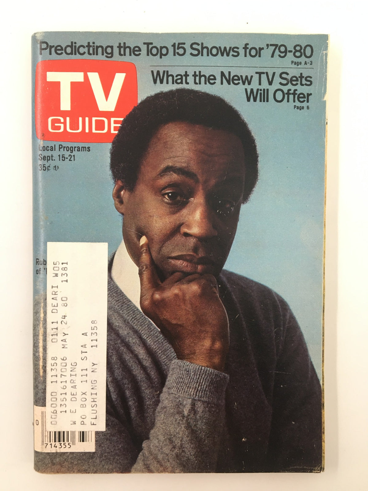 Cover of TV Guide Magazine September 15 1979 featuring Robert Guillaume, showcasing the title and local program listings.