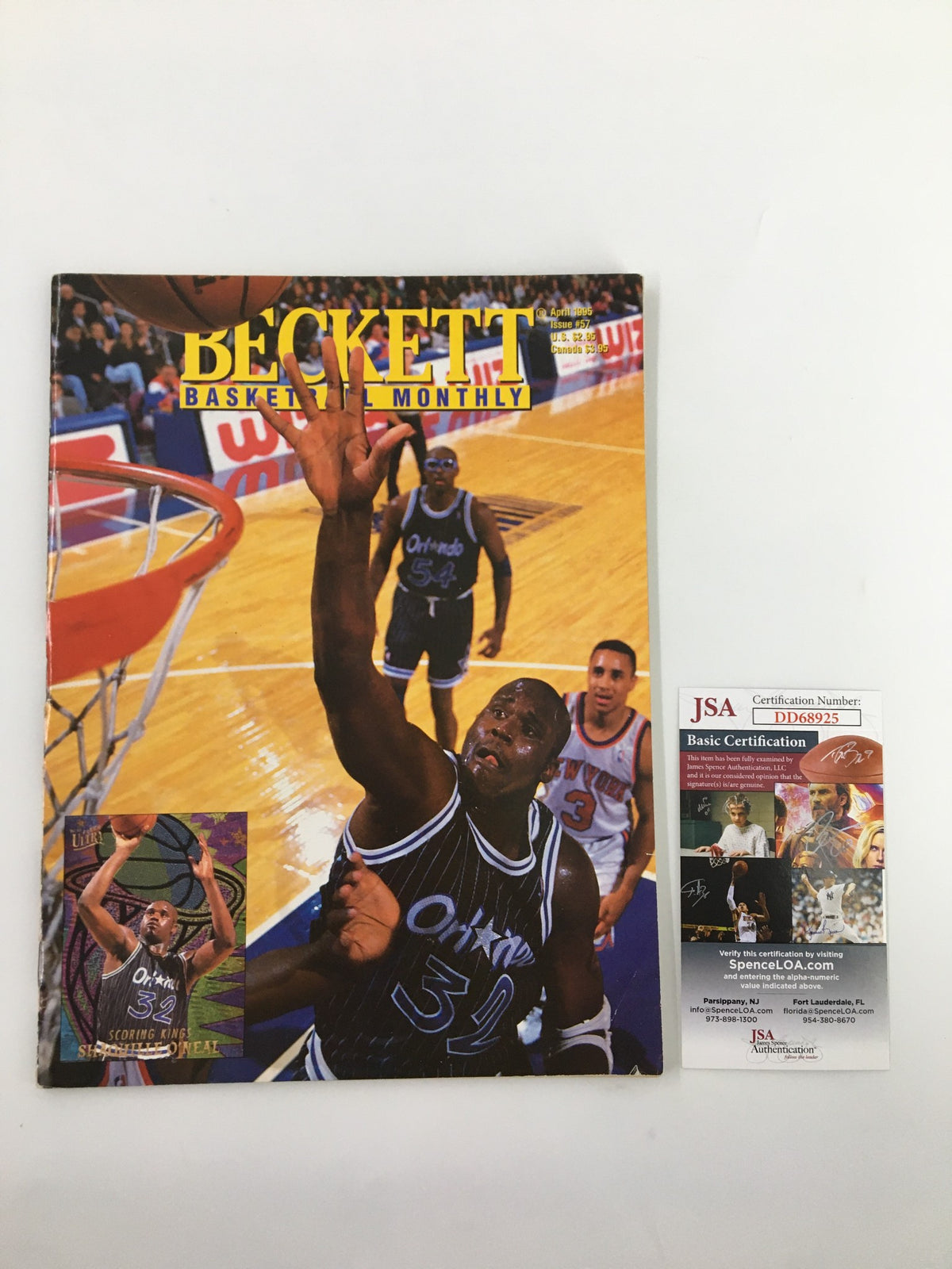 Autographed action shot from Wesley Person Beckett Basketball #57 April 1995 magazine depicting Wesley Person during a game.