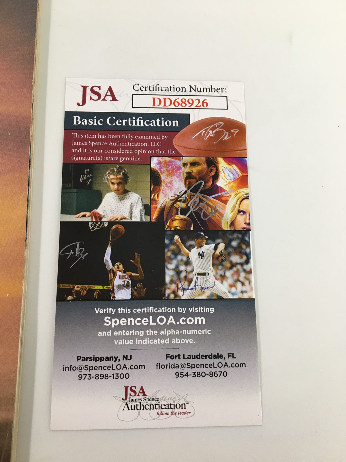 JSA certification card for the Felipe Lopez Sports Illustrated magazine, confirming the authenticity of his signature from the November 28, 1994 issue.