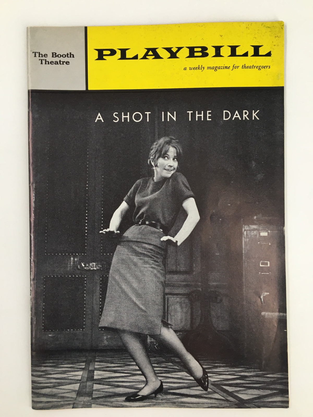 1962 Playbill for The Booth Theatre featuring Julie Harris and William Shatner in 'A Shot in the Dark', showcasing a vintage magazine cover with a classic design.