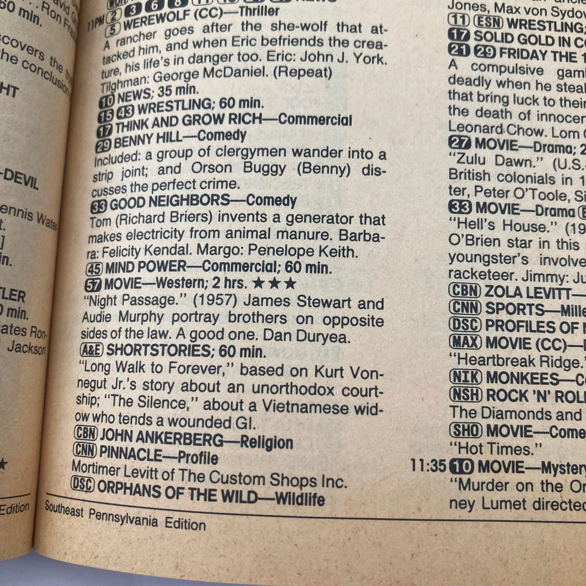 TV Guide Magazine May 28 1988 featuring listings from the Southeast Pennsylvania Edition, showcasing various television shows, movies, and programming including the movie 'Night Passage' and comedies like 'Good Neighbors'.