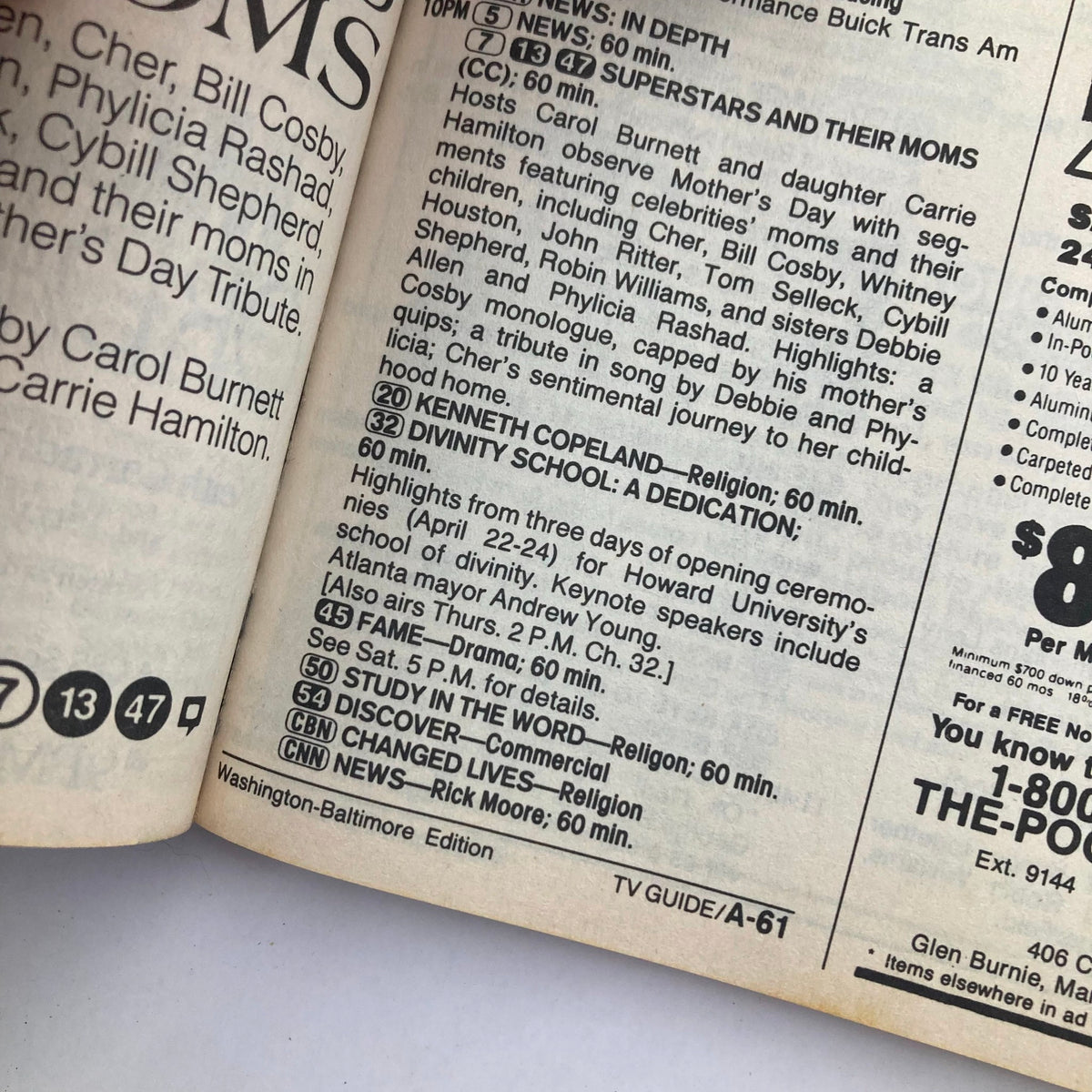 Interior page of TV Guide Magazine May 2 1987, displaying programming listings and show features, including coverage of celebrities and highlights from the TV schedule.