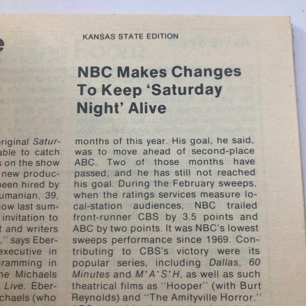 Inside page from TV Guide Magazine March 21 1981, Kansas State Edition, discussing changes NBC made to keep 'Saturday Night' alive.