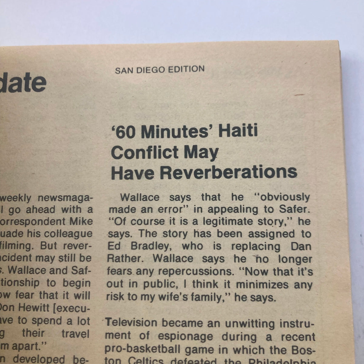 Inside page of the TV Guide Magazine March 14 1981 San Diego Edition, discussing the '60 Minutes' Haiti Conflict.