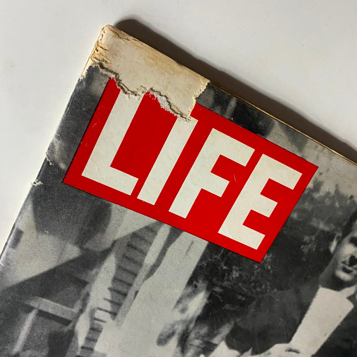 Close-up of the Life Magazine title on the cover from February 21, 1964, featuring Lee Harvey Oswald.