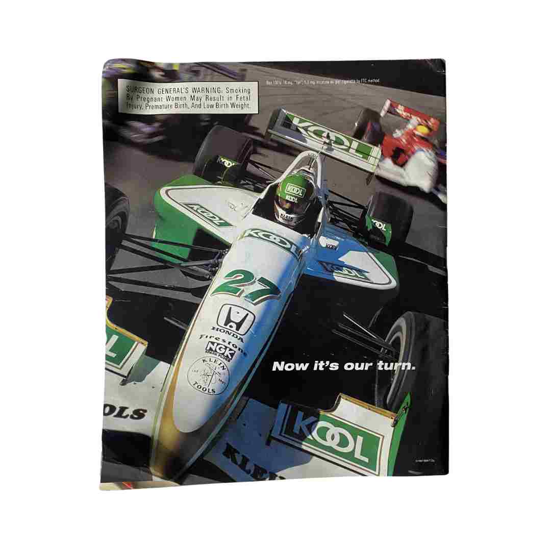 Back cover of Rolling Stone Magazine May 15, 1997 Issue 760, displaying a racing advertisement.
