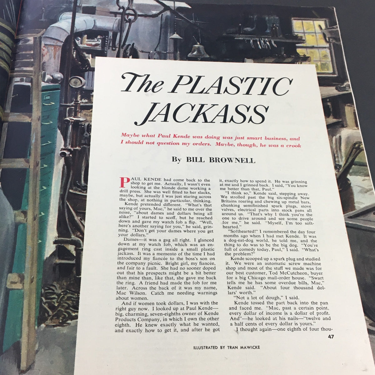 VTG Collier's Magazine December 27 1952 presenting the beginning of an article titled 'The Plastic Jackass', highlighting vintage literary style and design.