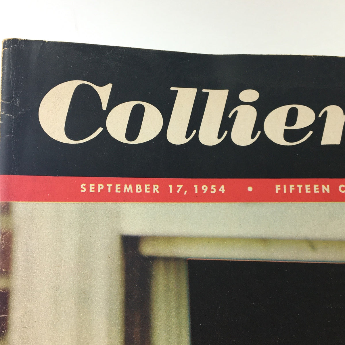 Close-up of the title and date of VTG Collier's Magazine September 17 1954 showcasing its vintage design.