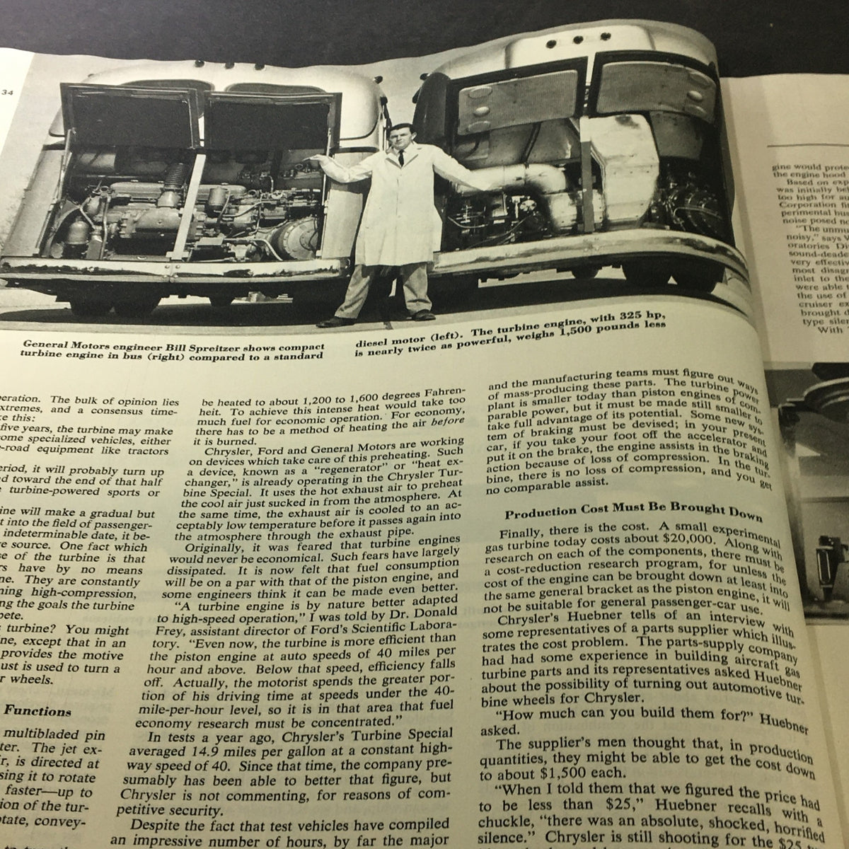 Collier's Magazine June 24, 1955 showcasing General Motors engineer Bill Spreitzer presenting compact turbine and diesel engines.