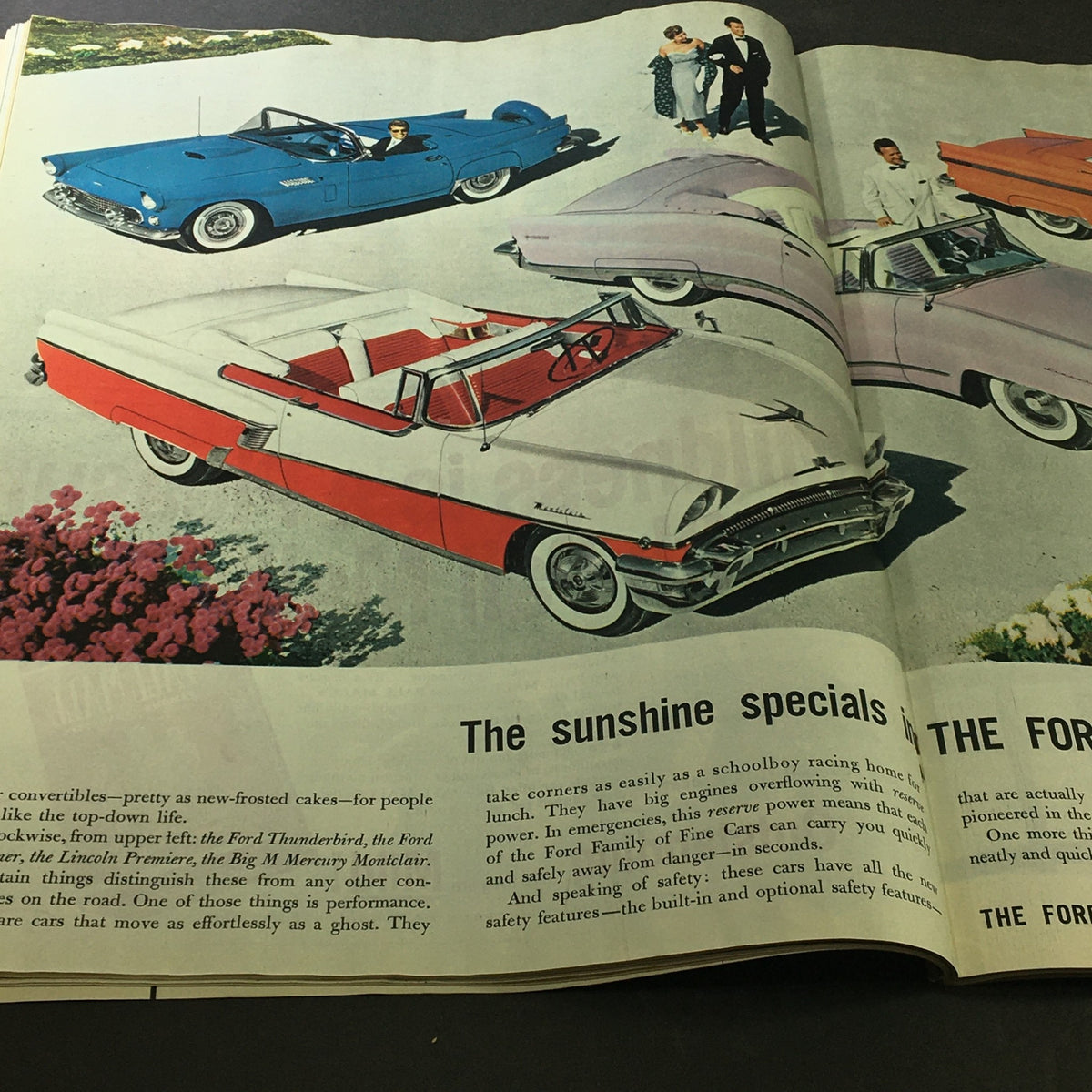 VTG Collier's Magazine June 22 1956 showcasing classic convertible cars, including the Ford Thunderbird and Mercury Montclair, in a vibrant outdoor setting.