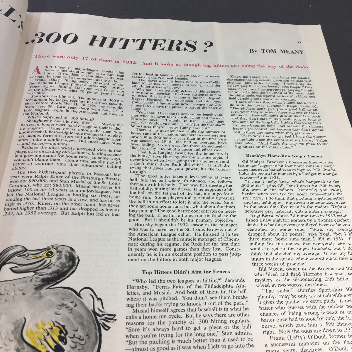 VTG Collier's Magazine February 7 1953 includes an article titled '.300 Hitters?', analyzing the decline of baseball players hitting an average of .300.