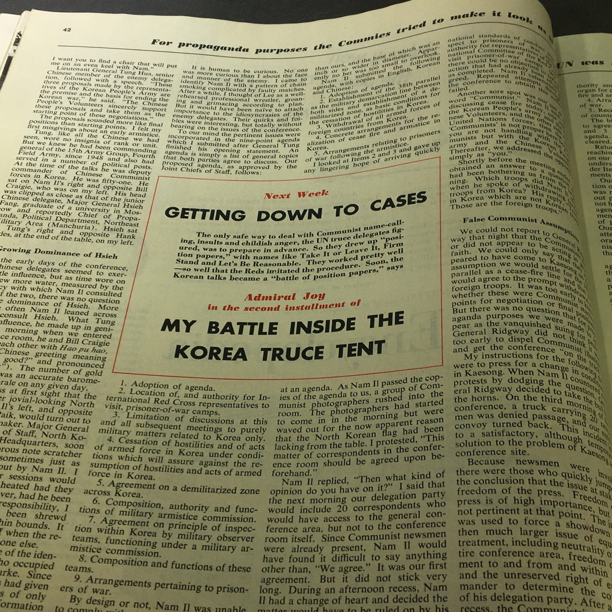 Inside page from VTG Collier's Magazine August 16 1952, featuring an article about Korea and its geopolitical situation.