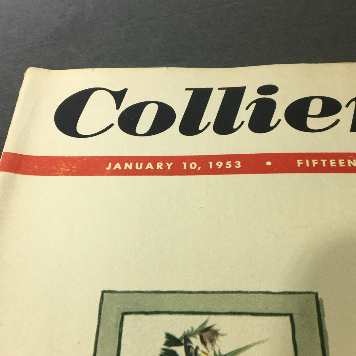Top portion of the cover of VTG Collier's Magazine January 10 1953, focusing on the publication date and the title in bold typography.