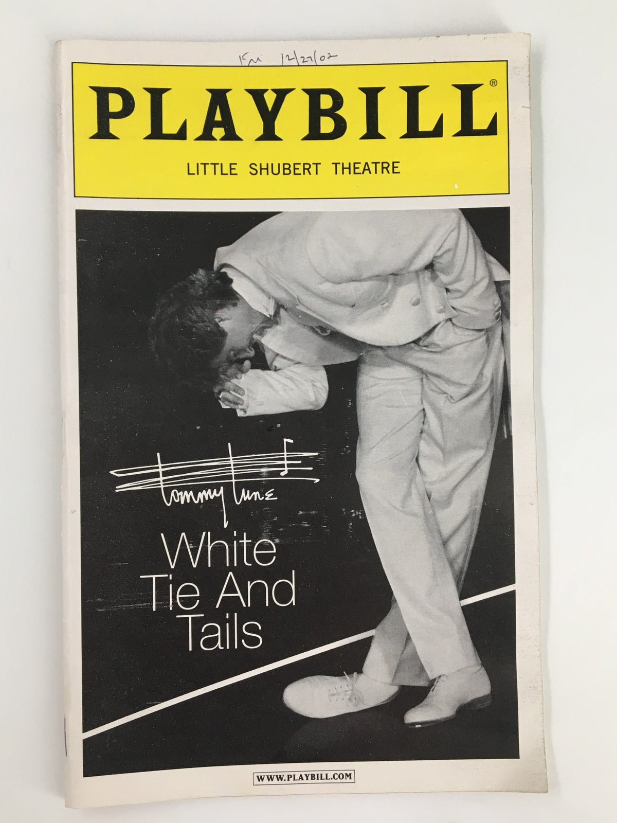 2002 Playbill from the Little Shubert Theatre featuring Tommy Tune in White Tie and Tails, showcasing the show cover with a classic photo of the performer.