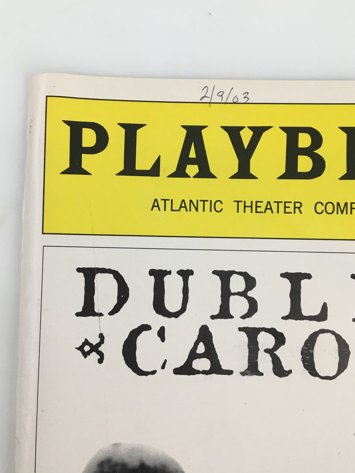 Cover of the 2003 Playbill for Dublin Carol at the Atlantic Theater Company featuring the title and production details.