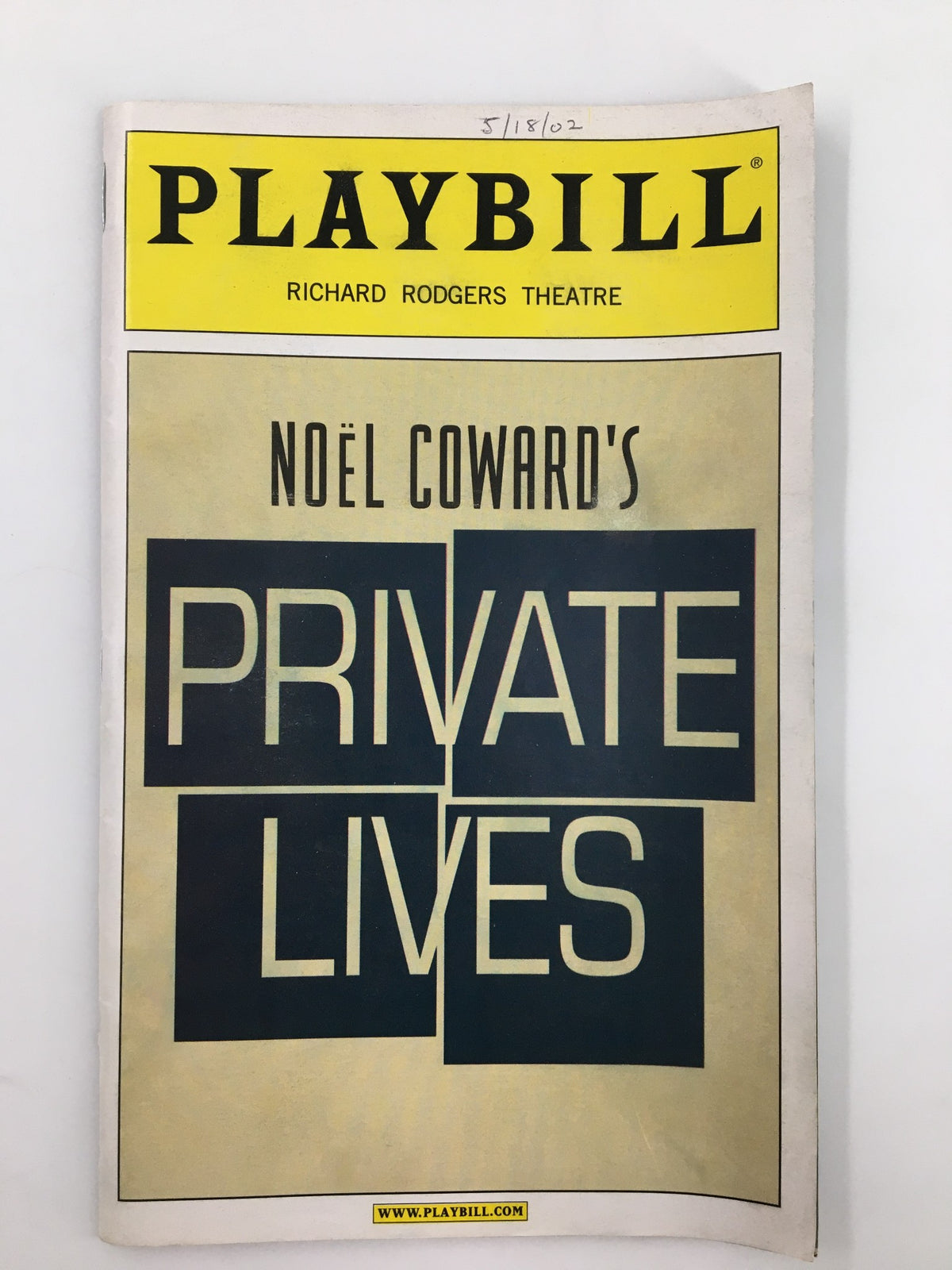 2002 Playbill for Richard Rodgers Theatre featuring the production 'Private Lives' by Noël Coward.