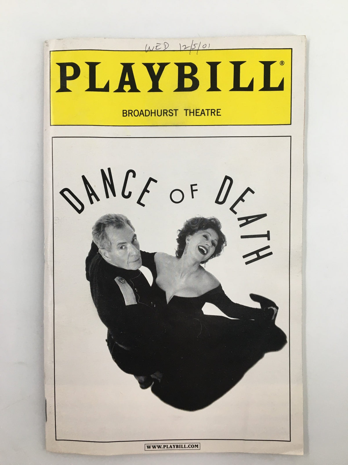 2001 Playbill for Dance of Death at Broadhurst Theatre featuring Ian McKellen and Helen Mirren on the cover.