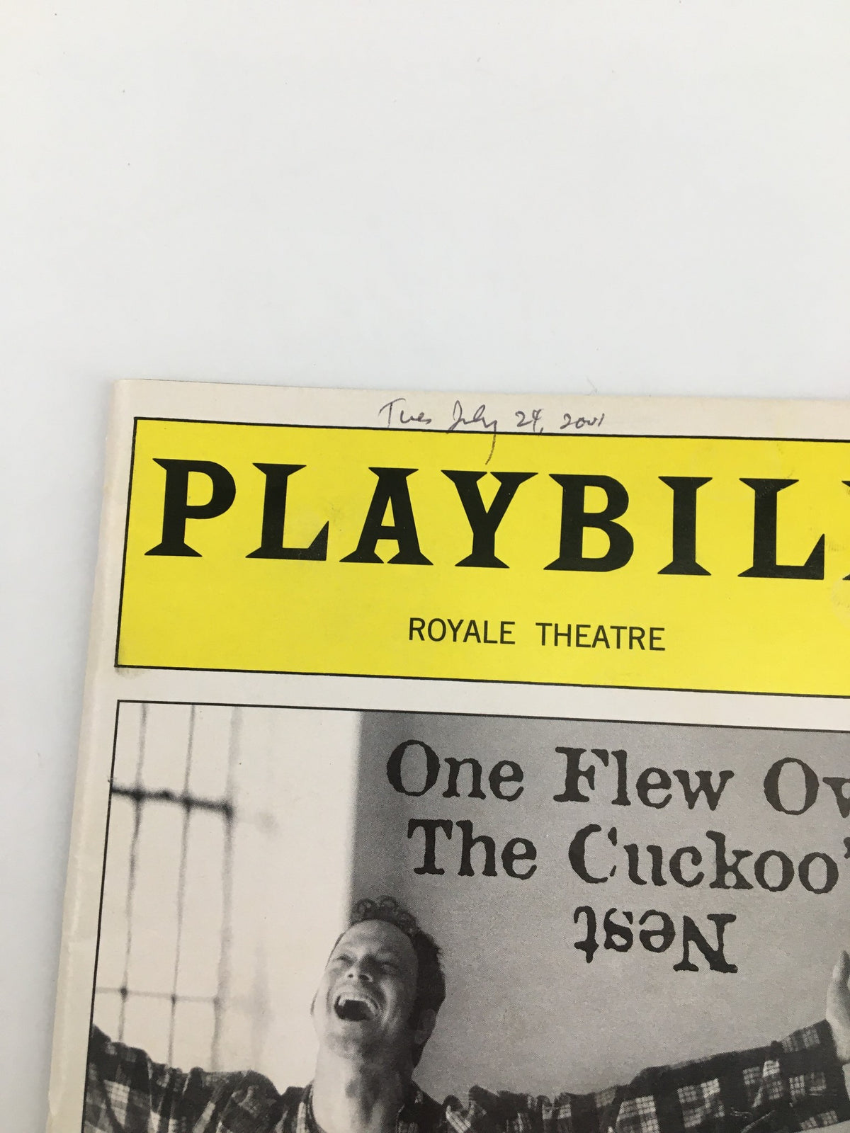 2001 Playbill for One Flew Over The Cuckoo's Nest at the Royale Theatre featuring Gary Sinise, showing the cover with the title and date noted.