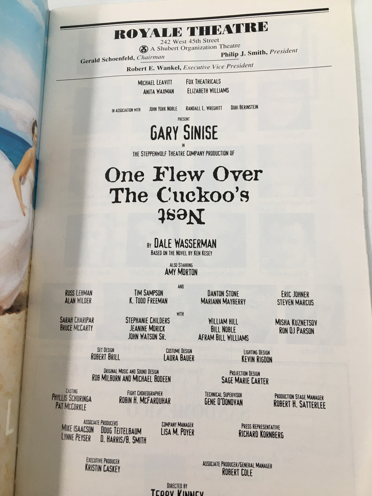 Inside page of the 2001 Playbill for One Flew Over The Cuckoo's Nest at the Royale Theatre, detailing cast and crew information.