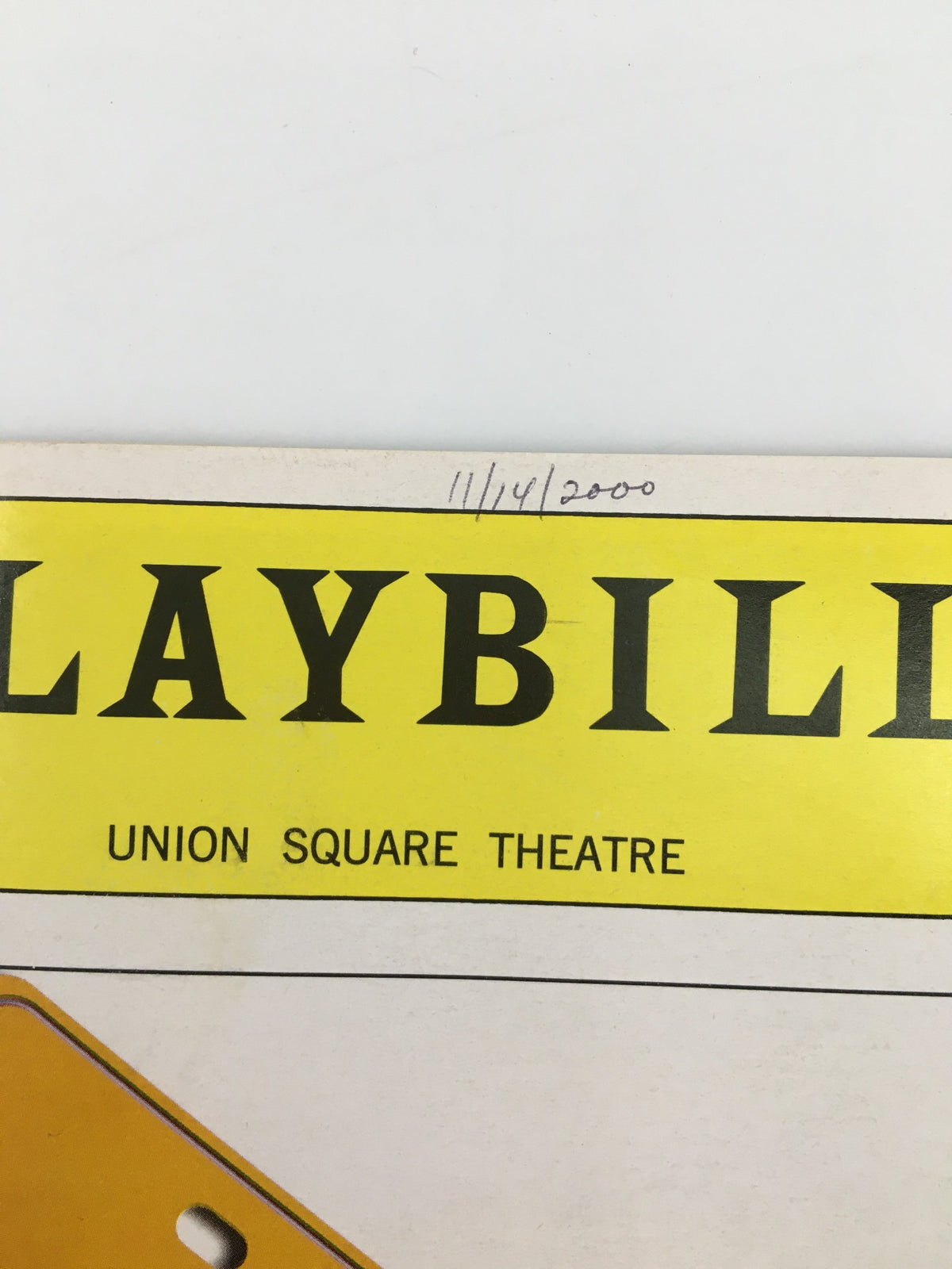 Close-up of the 2000 Playbill from Union Square Theatre for Jitney, displaying the date and title prominently.