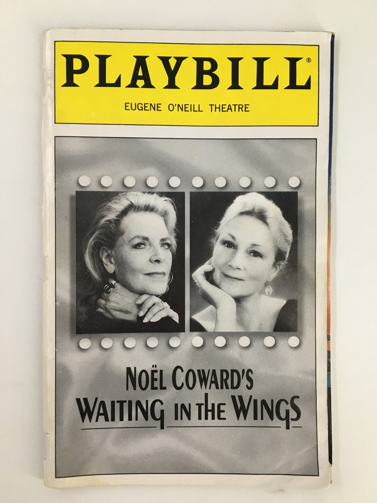 2000 Playbill featuring Lauren Bacall in Waiting In the Wings at the Eugene O'Neill Theatre, showcasing a classic black and white image of Bacall.