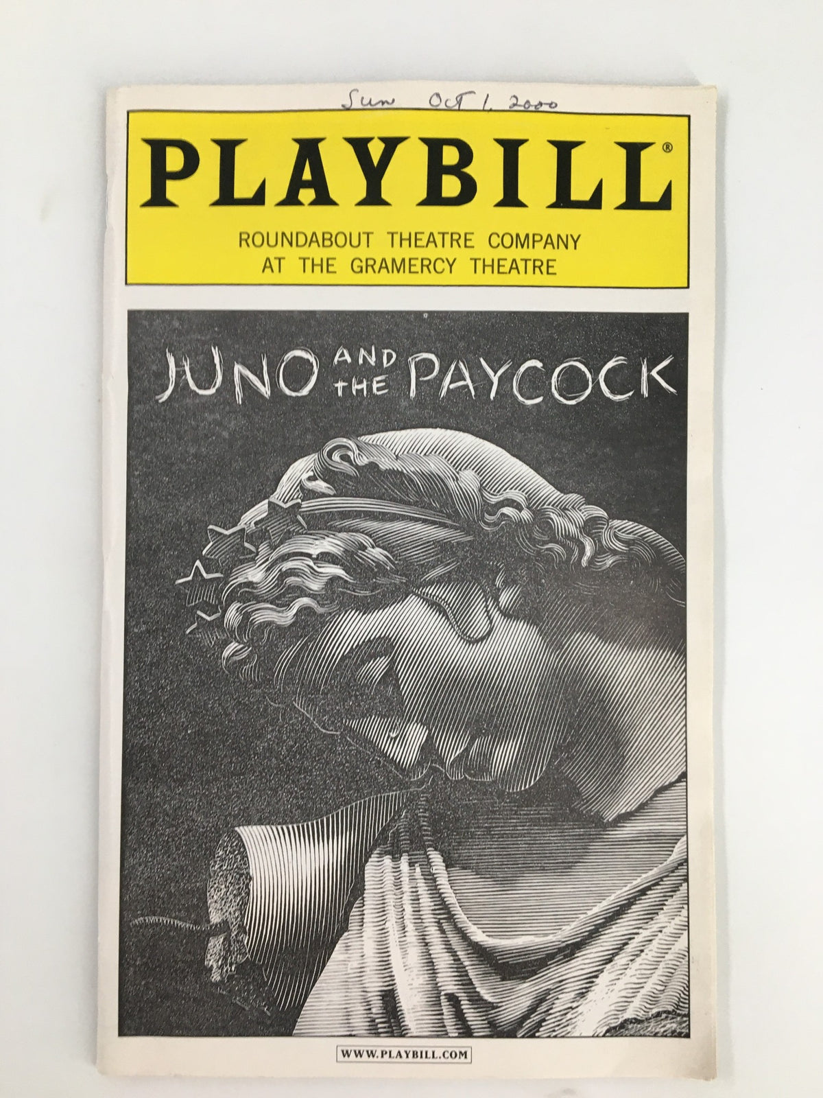 2000 Playbill featuring Dearbhla Molloy in Juno and The Paycock at the Gramercy Theatre, showcasing a classic black and white illustration.