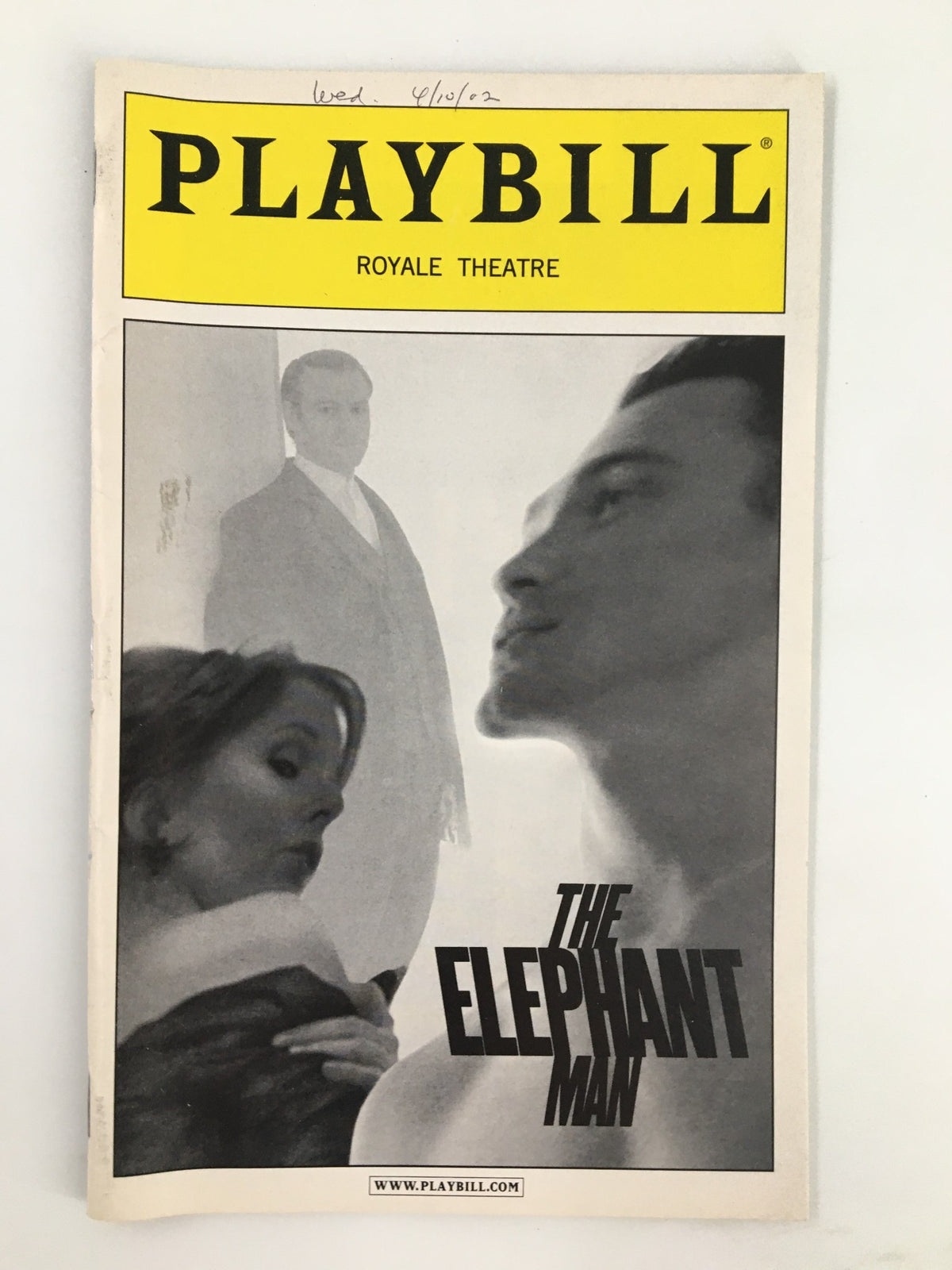 Cover of the 2002 Playbill for The Elephant Man at Royale Theatre featuring Billy Crudup and Kate Burton.
