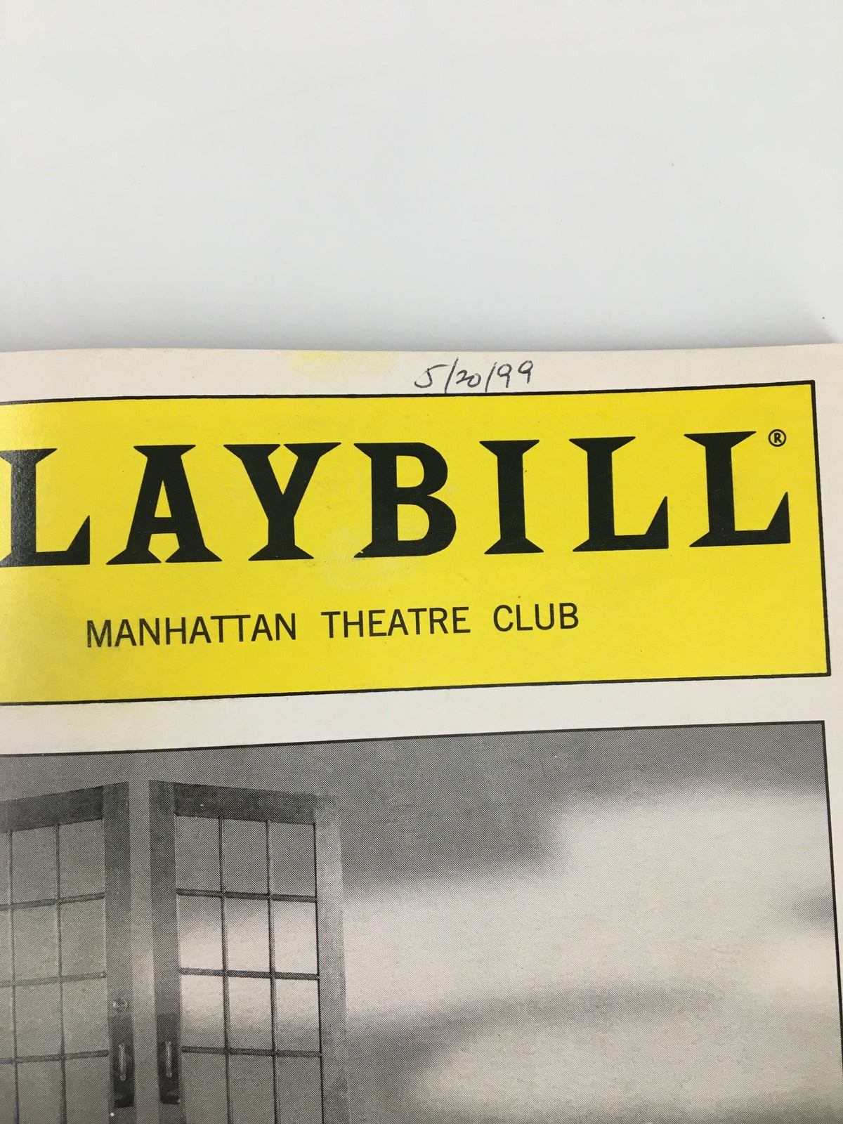 Close-up of the 1999 Playbill header for La Terrasse, Manhattan Theatre Club showcasing the title and logo.