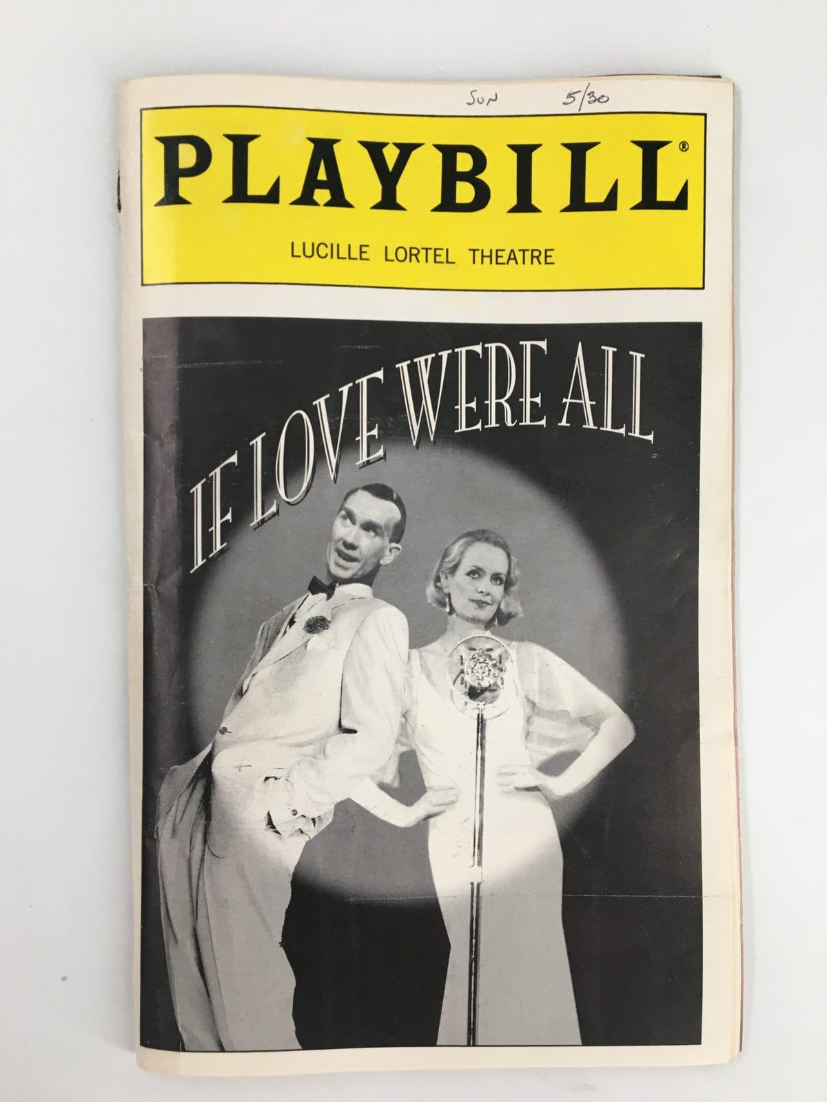 1999 Playbill for If Love Were All at Lucille Lortel Theatre featuring performers Twiggy and Harry Groener, showcasing their theatrical performance.