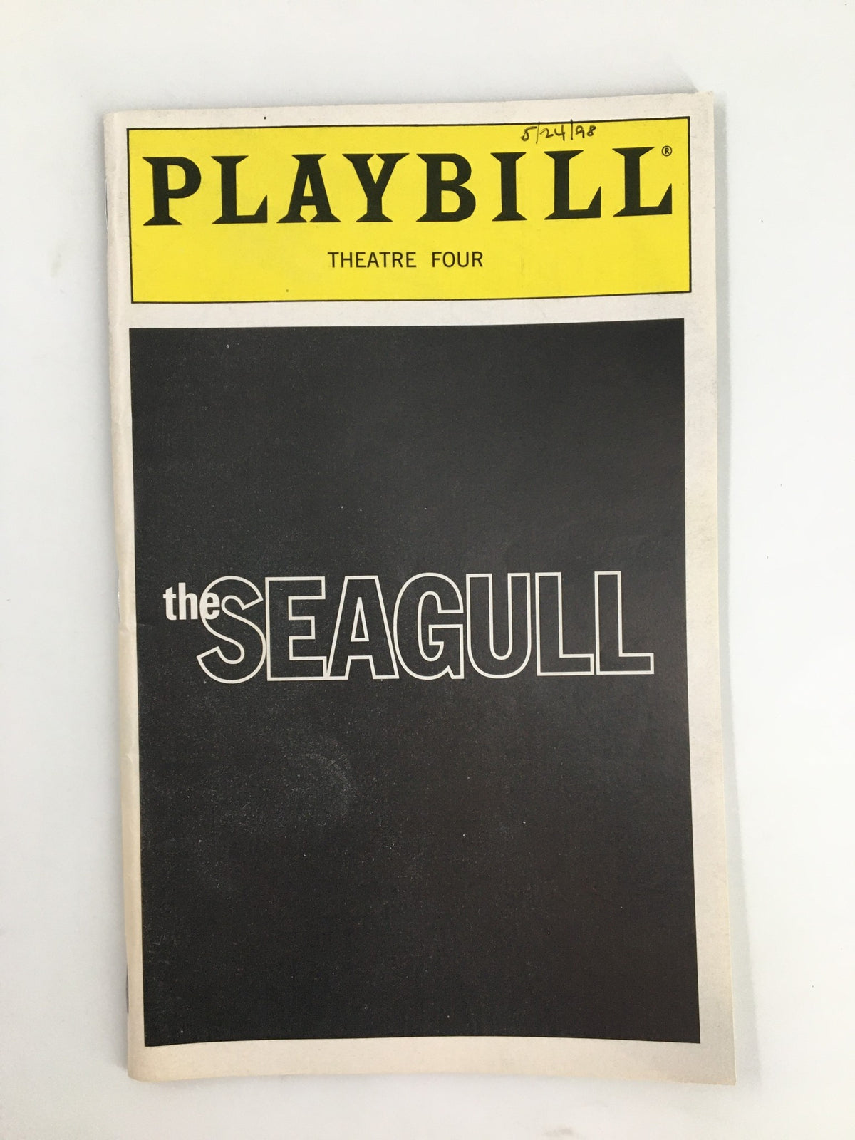 1998 Playbill for The Seagull featuring Mark Blum and Tom Brennan, showcasing the cover design with the title prominently displayed.