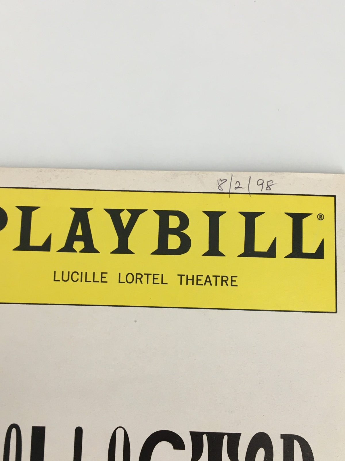 Close-up of the 1999 Playbill header from the Lucille Lortel Theatre, highlighting Uta Hagen's performance in Collected Stories.