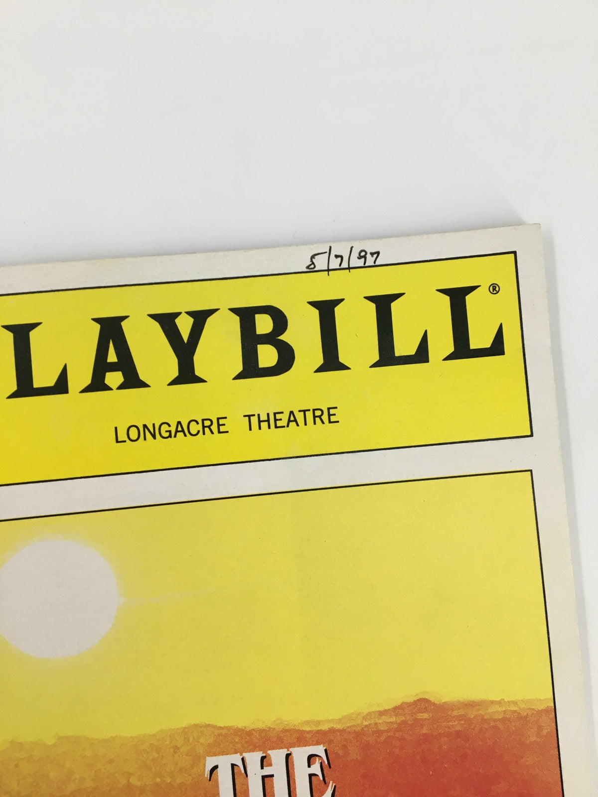 Cover of the 1997 Playbill for Longacre Theatre featuring title and date, showcasing Rip Torn's performance in The Young Man From Atlanta.