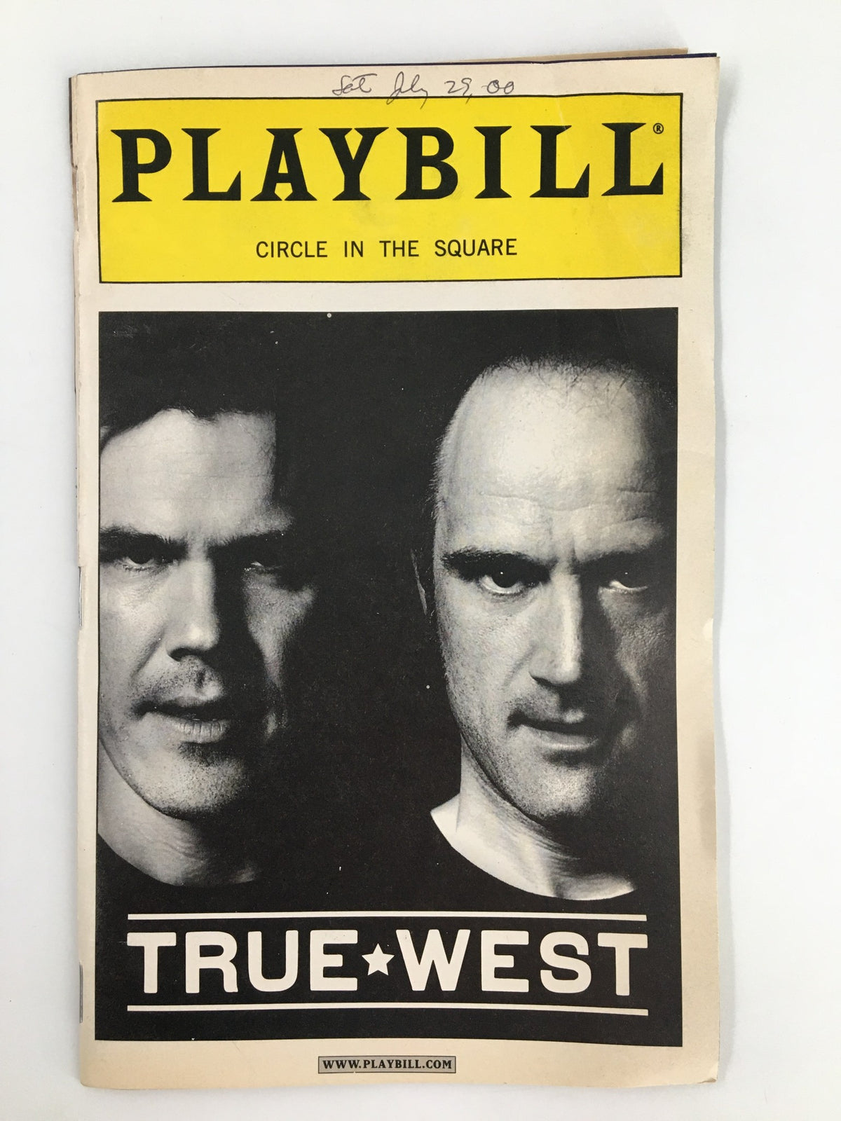 2000 Playbill for True West featuring Josh Brolin and Elias Koteas, showcasing a black and white photograph of the actors on the cover.