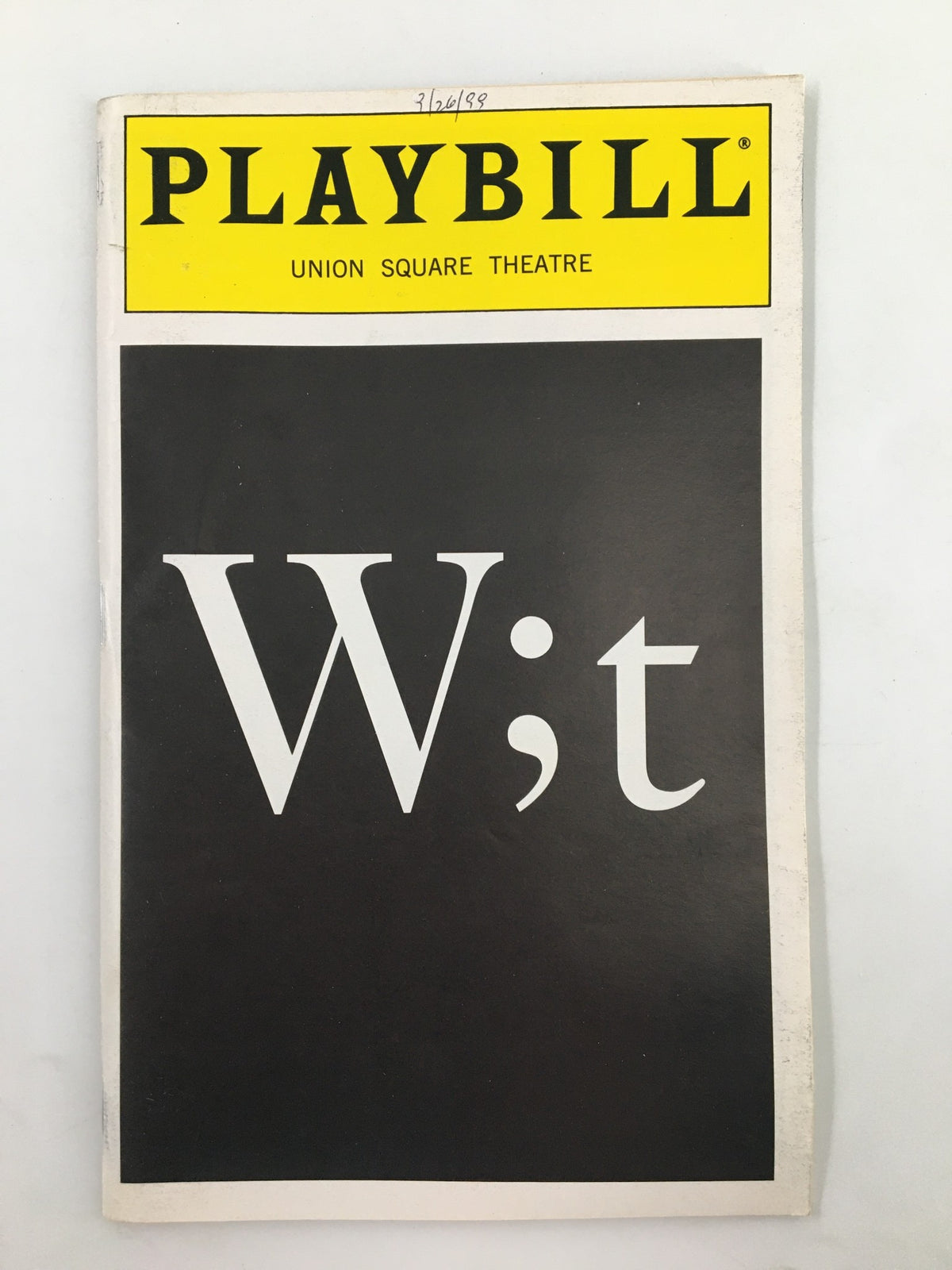1999 Playbill from Union Square Theatre featuring Judith Light in the play 'Wit' by Margaret Edson, showcasing the cover design with the title prominently displayed.