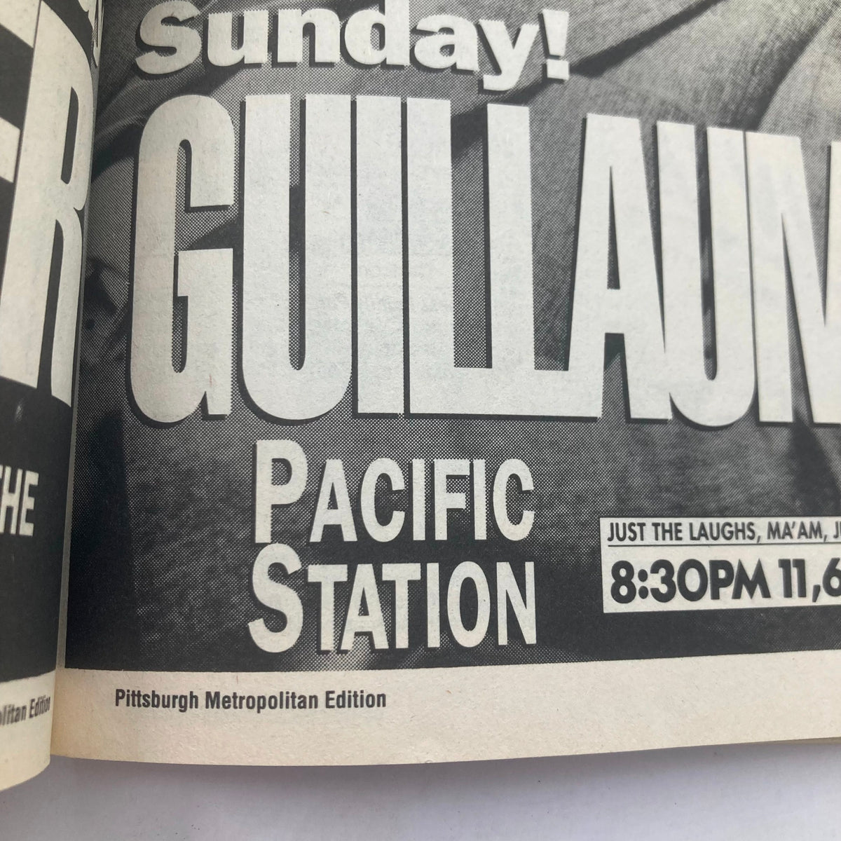 Inside page of TV Guide Magazine September 14 1991 highlighting a television program with the title 'GUYLAUME PACIFIC STATION' and 'Pittsburgh Metropolitan Edition' noted at the bottom.