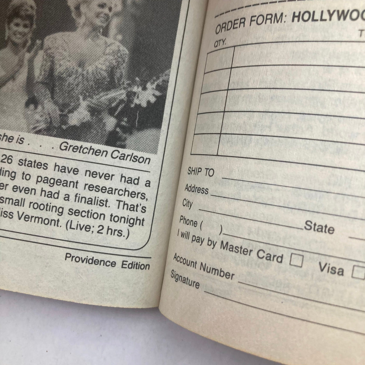 Inside image of TV Guide Magazine September 16 1989 showing an article about Gretchen Carlson and related content.