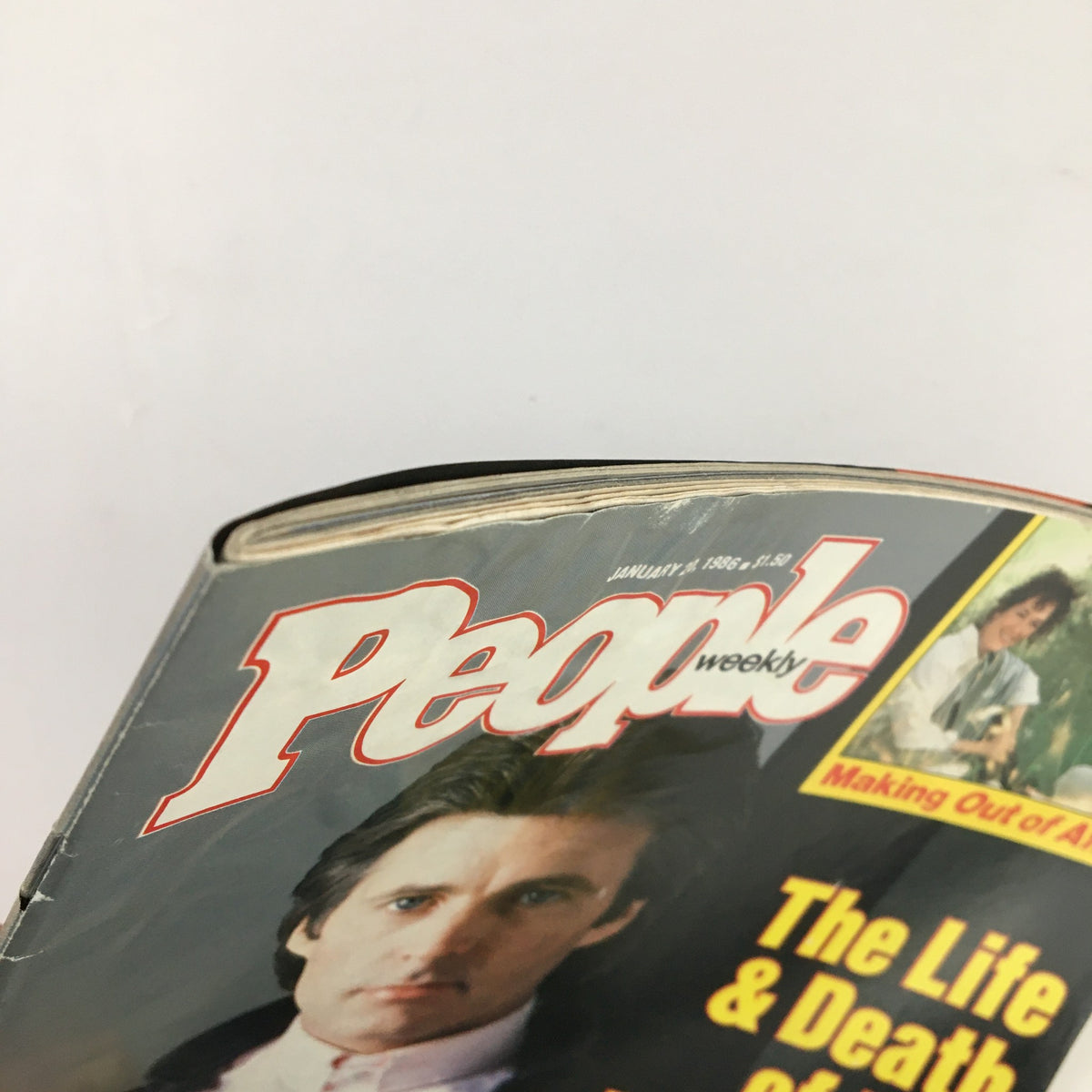 Close-up view of People Weekly Magazine January 20 1986, highlighting the top corner and cover story about The Life & Death of Ricky Nelson.