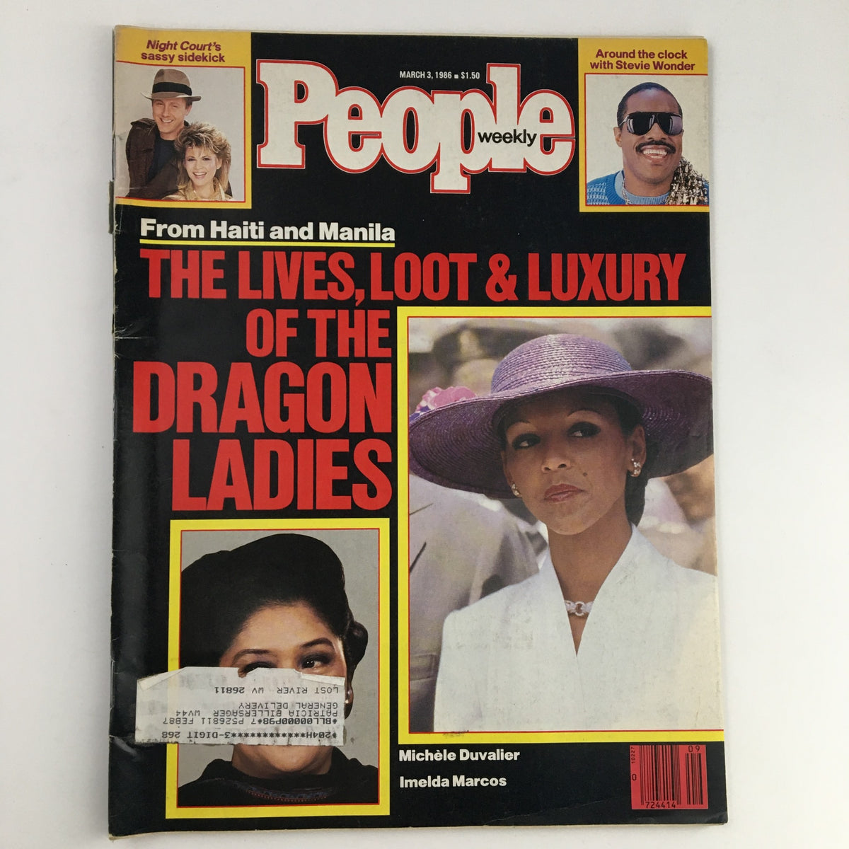 Cover of People Weekly Magazine from March 3, 1986, featuring Michele Duvalier and Imelda Marcos, highlighting 'The Lives, Loot & Luxury of the Dragon Ladies'.
