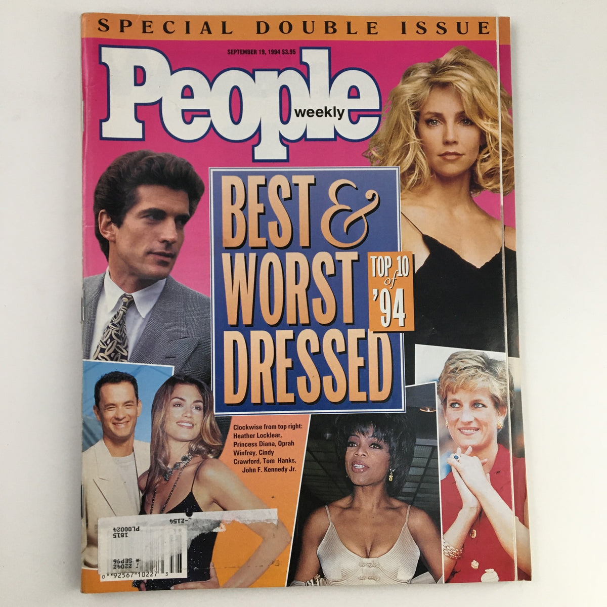 People Weekly Magazine cover from September 19, 1994, featuring articles on the best and worst dressed celebrities of the year, including Heather Locklear, Princess Diana, and Oprah Winfrey.