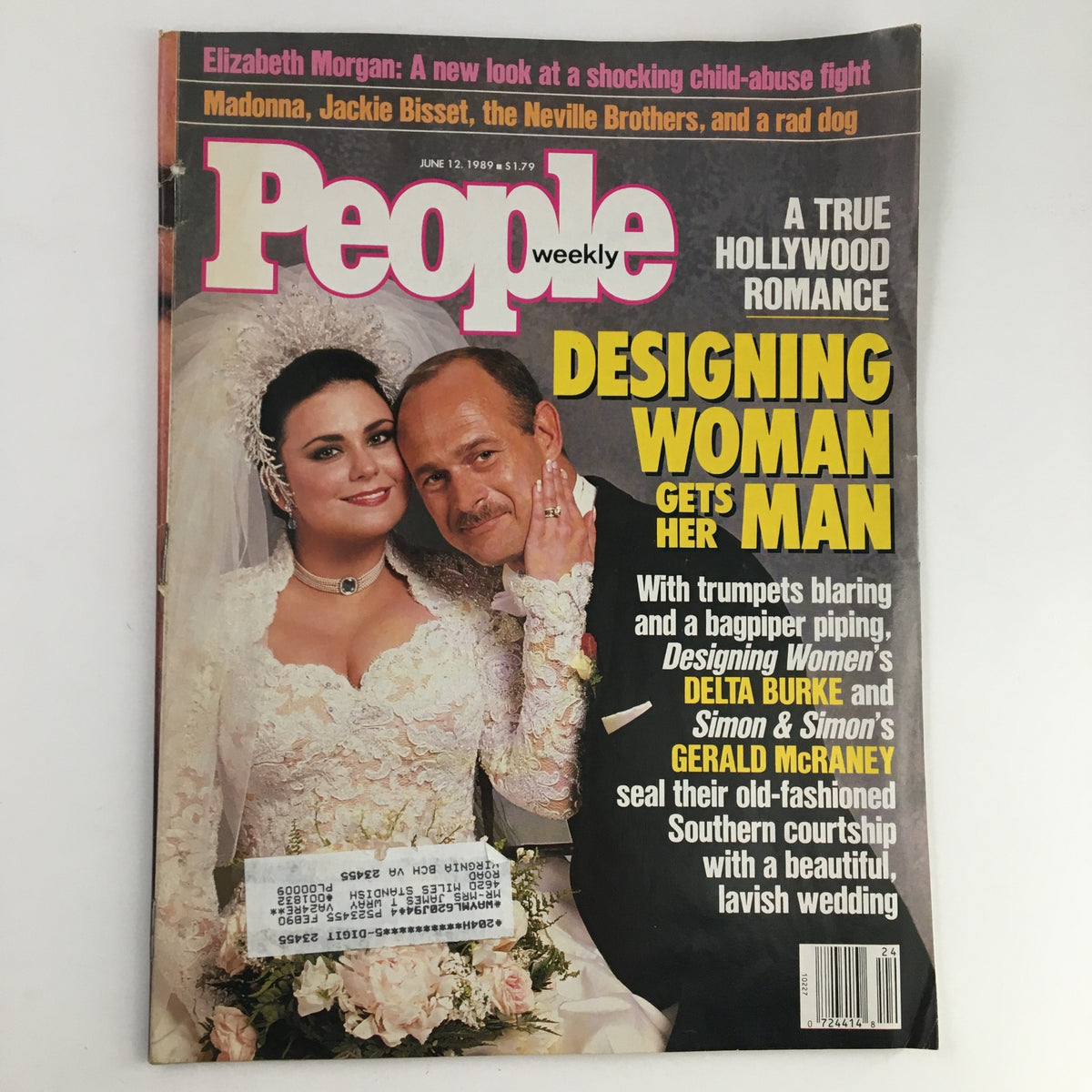 People Weekly Magazine cover from June 12, 1989, featuring Delta Burke and Gerald McRaney on their wedding day with a bridal theme.