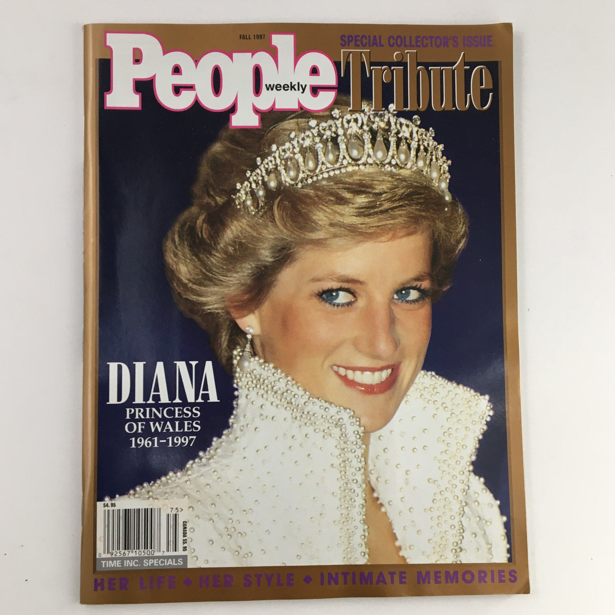 People Weekly Magazine Fall 1997 featuring Princess Diana of Wales on the cover, wearing a pearl-adorned outfit and crown, celebrating her legacy from 1961-1997.