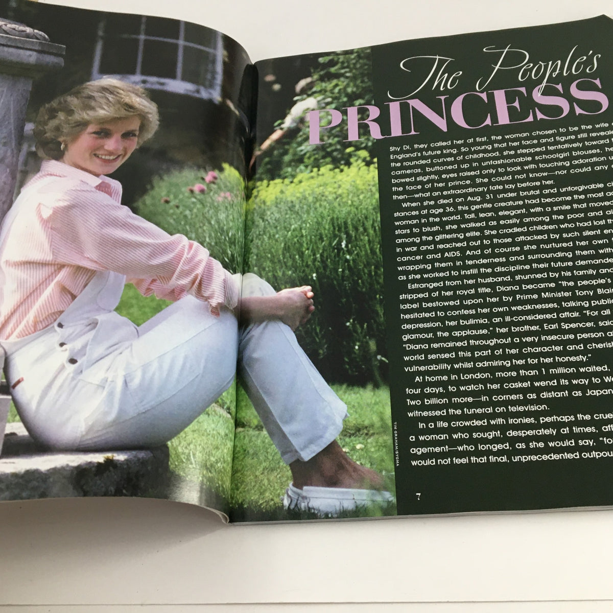 Interior page from People Weekly Magazine Fall 1997 showcasing Princess Diana in casual attire, discussing her approachable nature and connection with the public.