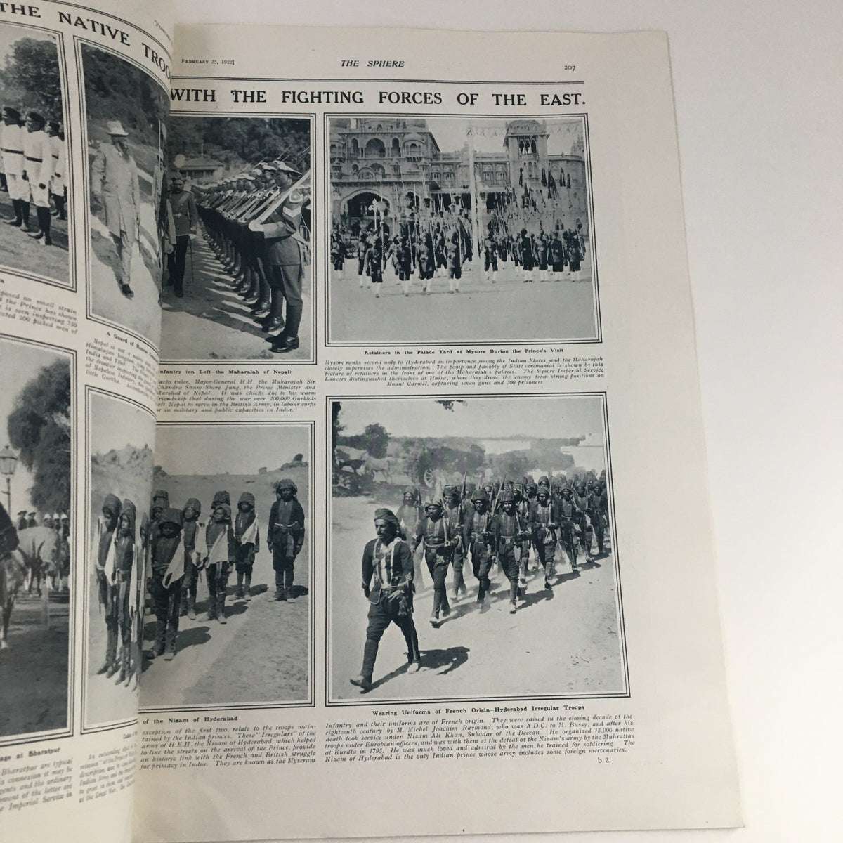 Historic content from The Sphere Newspaper February 25 1922 showcasing soldiers and historical events in the East. A visual snapshot of military presence during the 1920s.