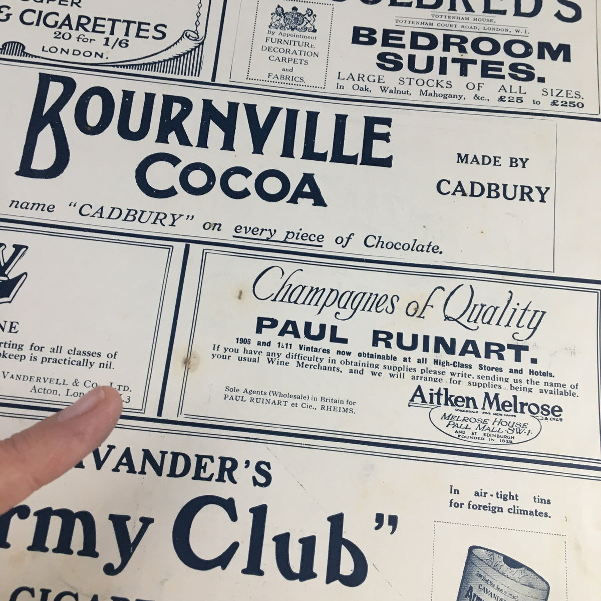 Sphere Newspaper September 4, 1920: Vintage advertisement for Bournville Cocoa made by Cadbury, featured in the newspaper.