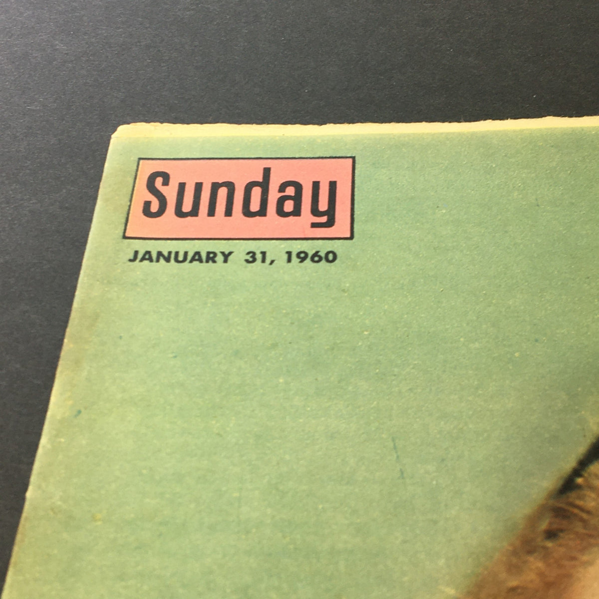 Cover page of VTG New York News Coloroto Magazine January 31 1960 featuring the date and title 'Sunday' prominently displayed.