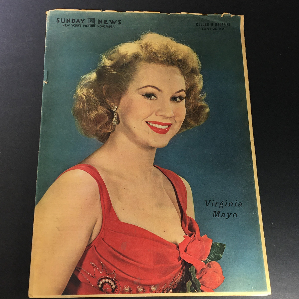 Sunday News Coloroto Magazine March 20 1955 Virginia Mayo Cover, Newsstand