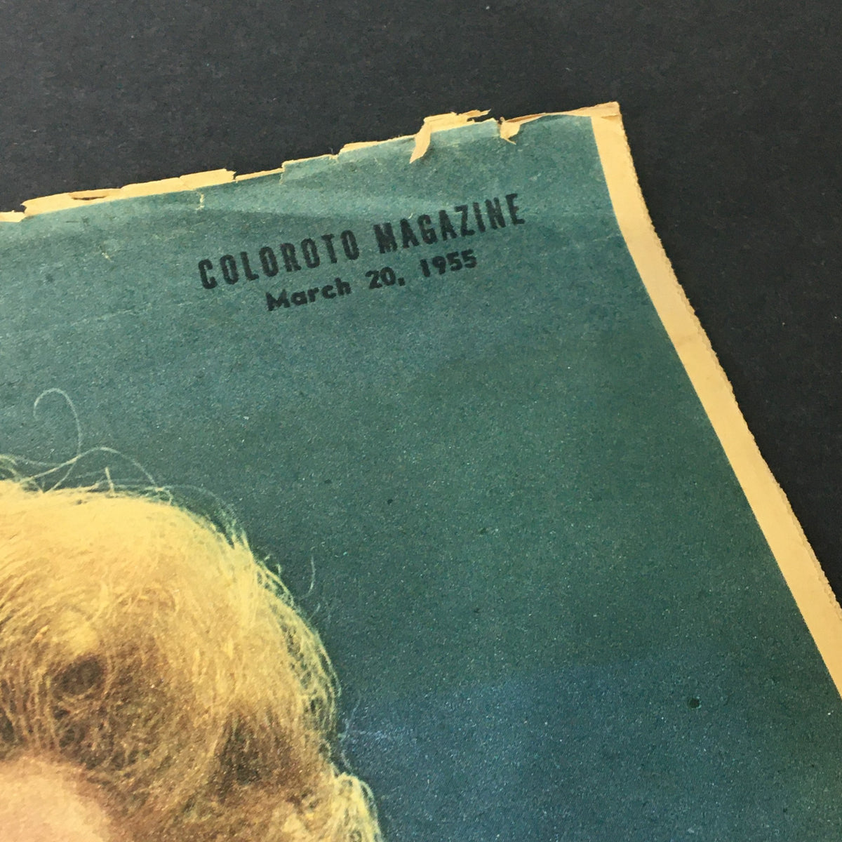 VTG Sunday News Coloroto Magazine March 20 1955 Virginia Mayo Cover - showing magazine details and date of issue at the top.