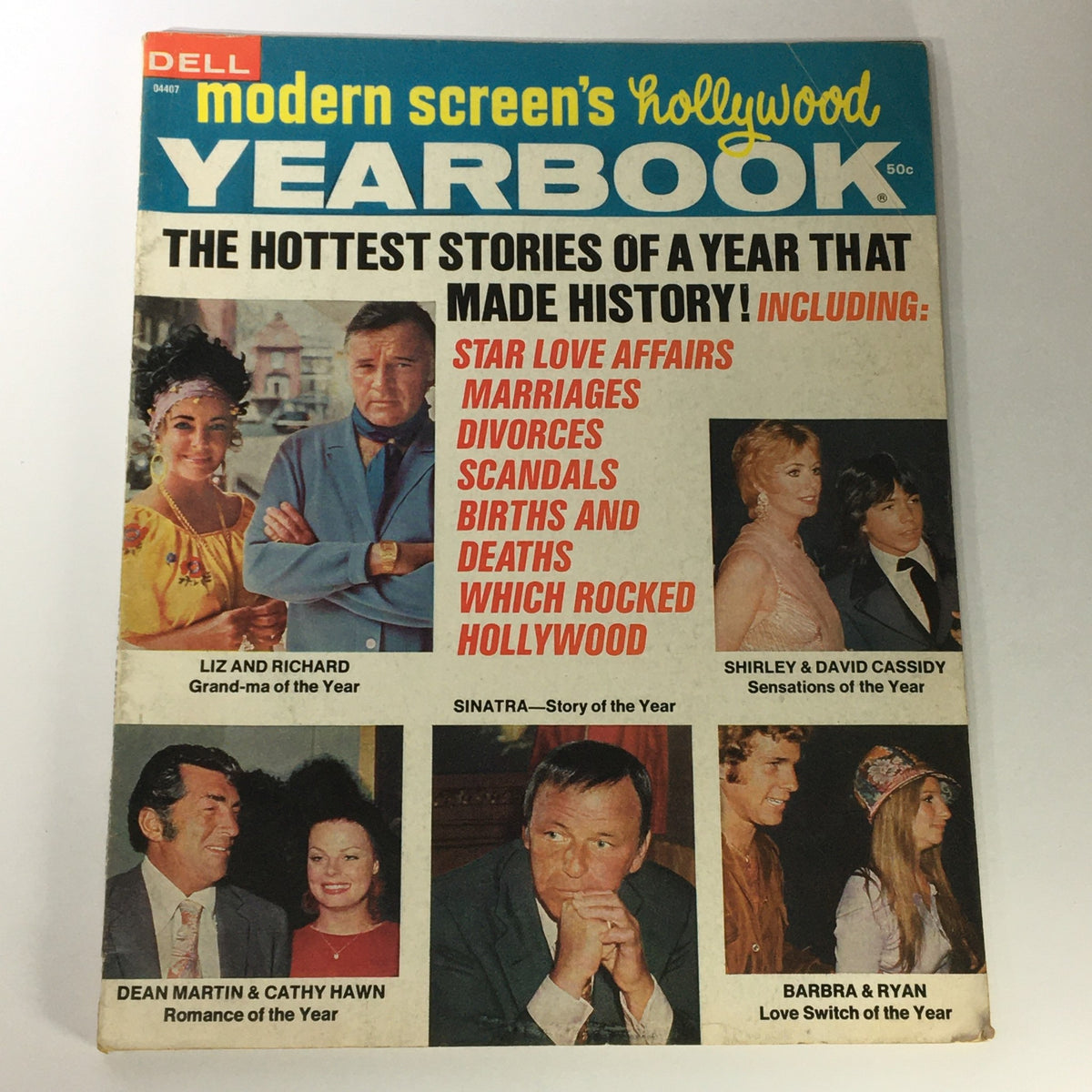 VTG Modern Screen Hollywood Yearbook #15 1972 featuring Liz Taylor and Richard Burton on the cover, highlighting iconic Hollywood stories.