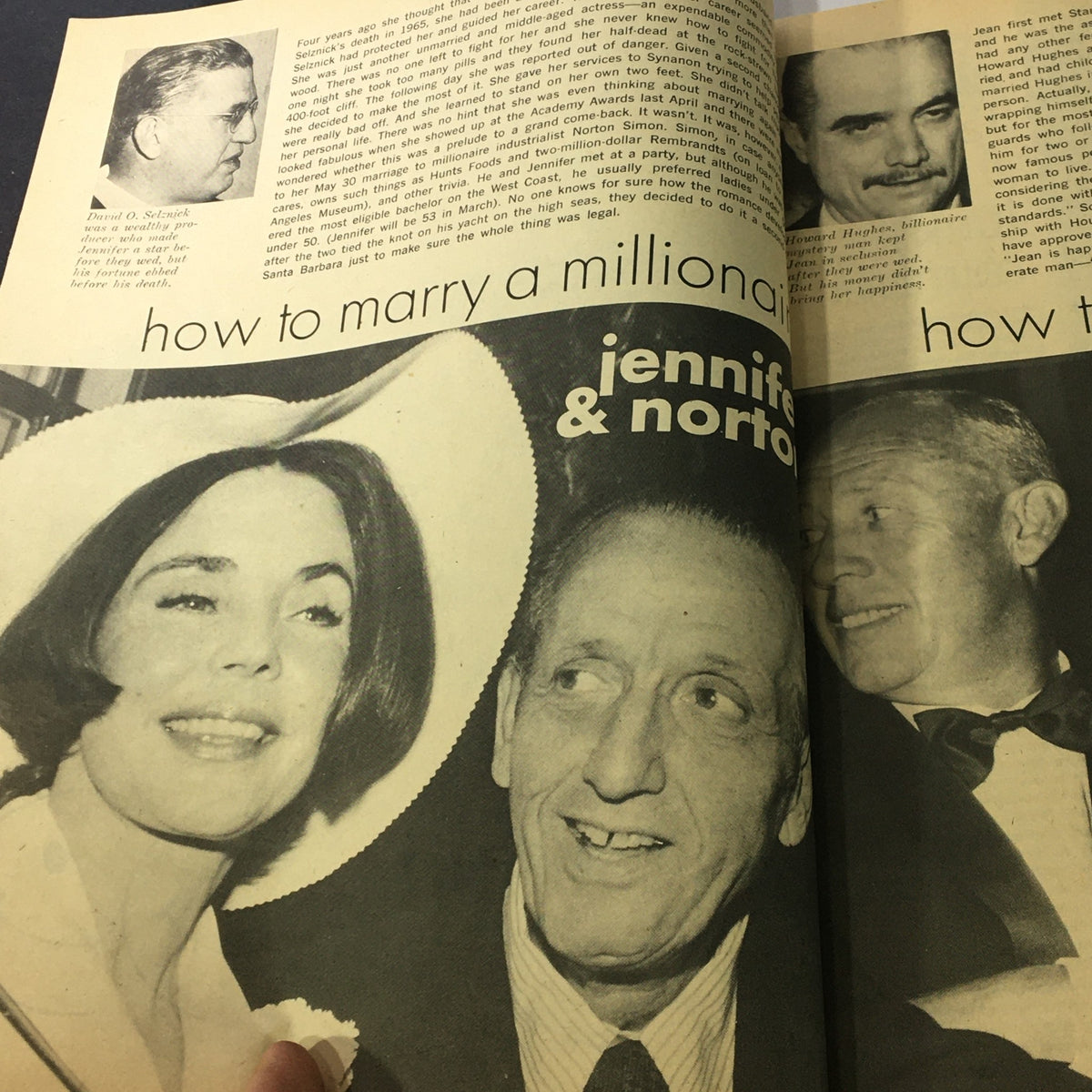 Vintage Modern Screen Hollywood Yearbook #15 1972, featuring a couple discussing 'how to marry a millionaire', showcasing celebrities at a glamorous event.
