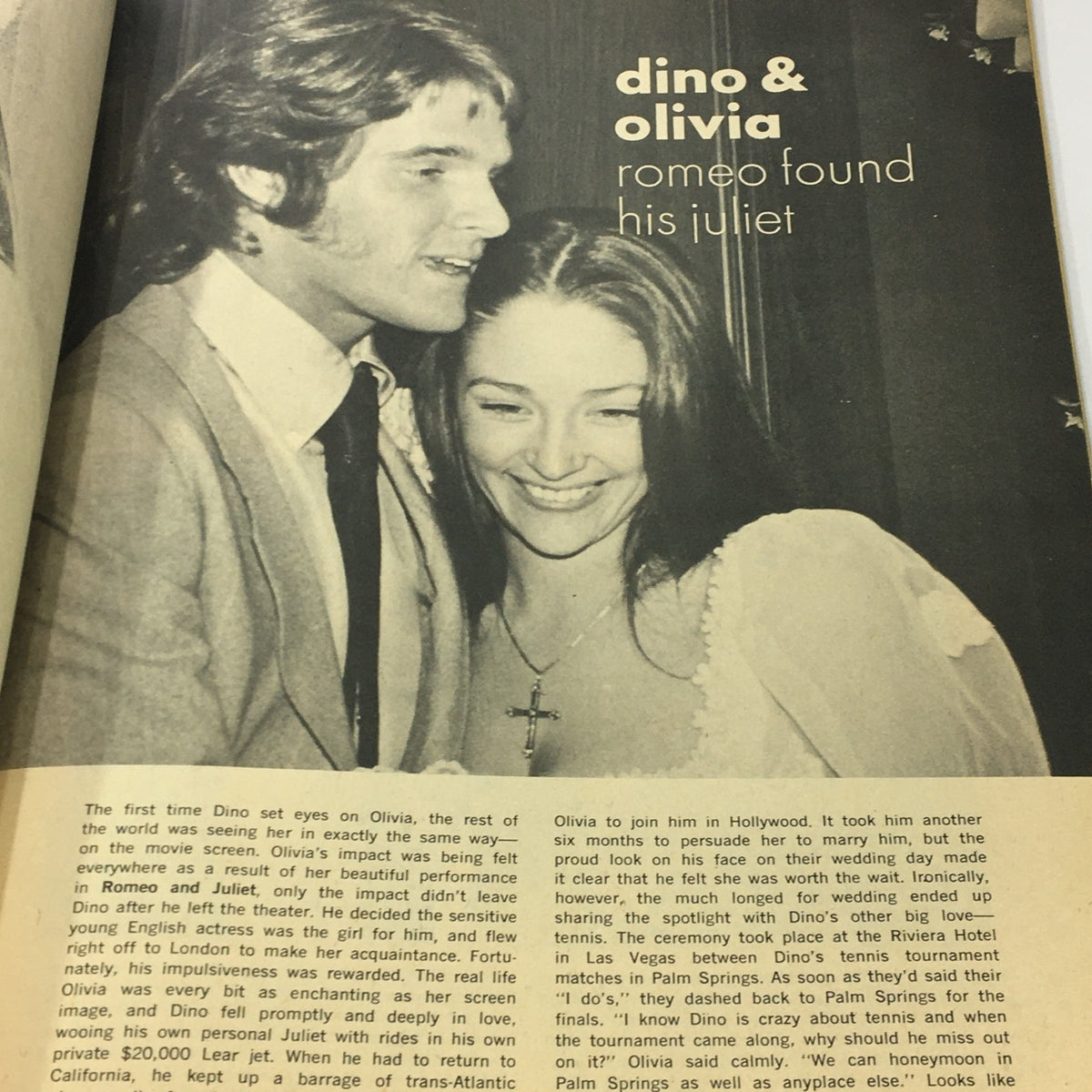 Vintage Modern Screen Hollywood Yearbook #15 1972, featuring Dino and Olivia, with the headline 'romeo found his juliet' highlighting their love story.